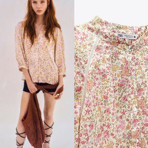 ZARA NWT Floral Print Blouse Multicolored S